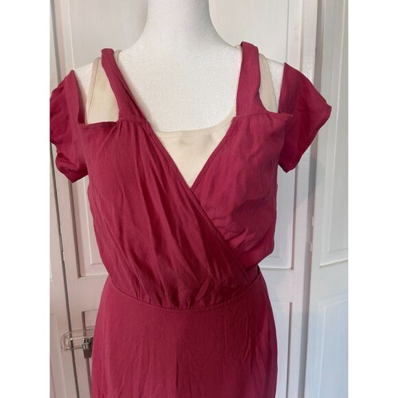 Reformation V-Neck Cold Shoulder Wrap Dress - Size 6 - Picture 6 of 11